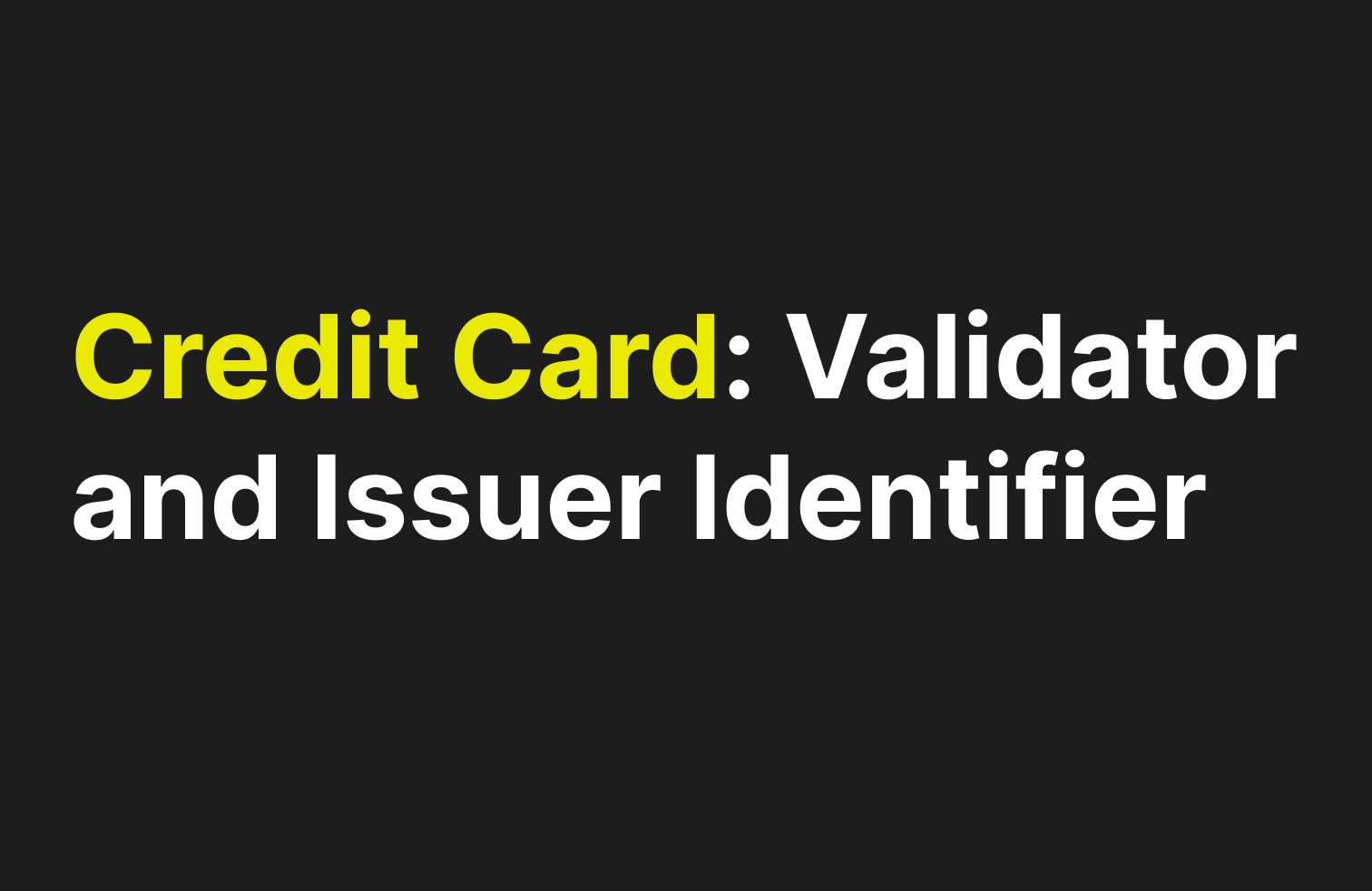 Credit Card Validator